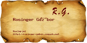 Rosinger Gábor névjegykártya